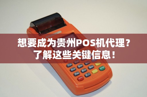 想要成为贵州POS机代理？了解这些关键信息！